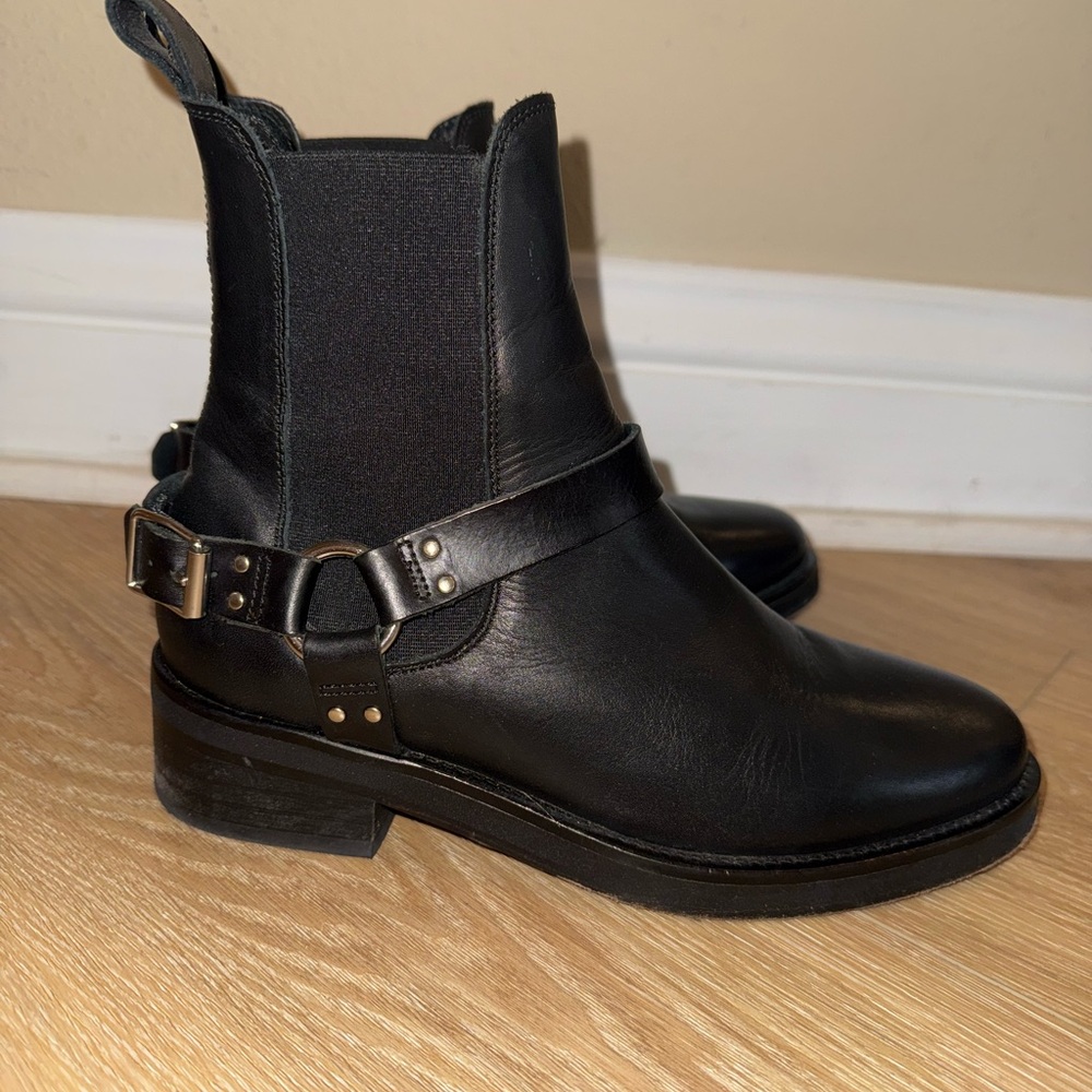 All Saints Black Leather Moto Boots